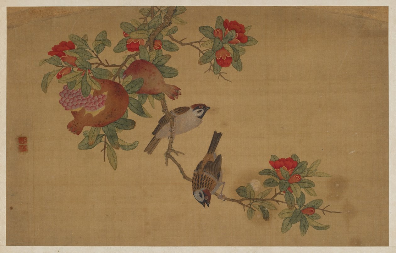 Aves, Frutas y Flores, dinastía Qing, 1741 de Wu Zhang
