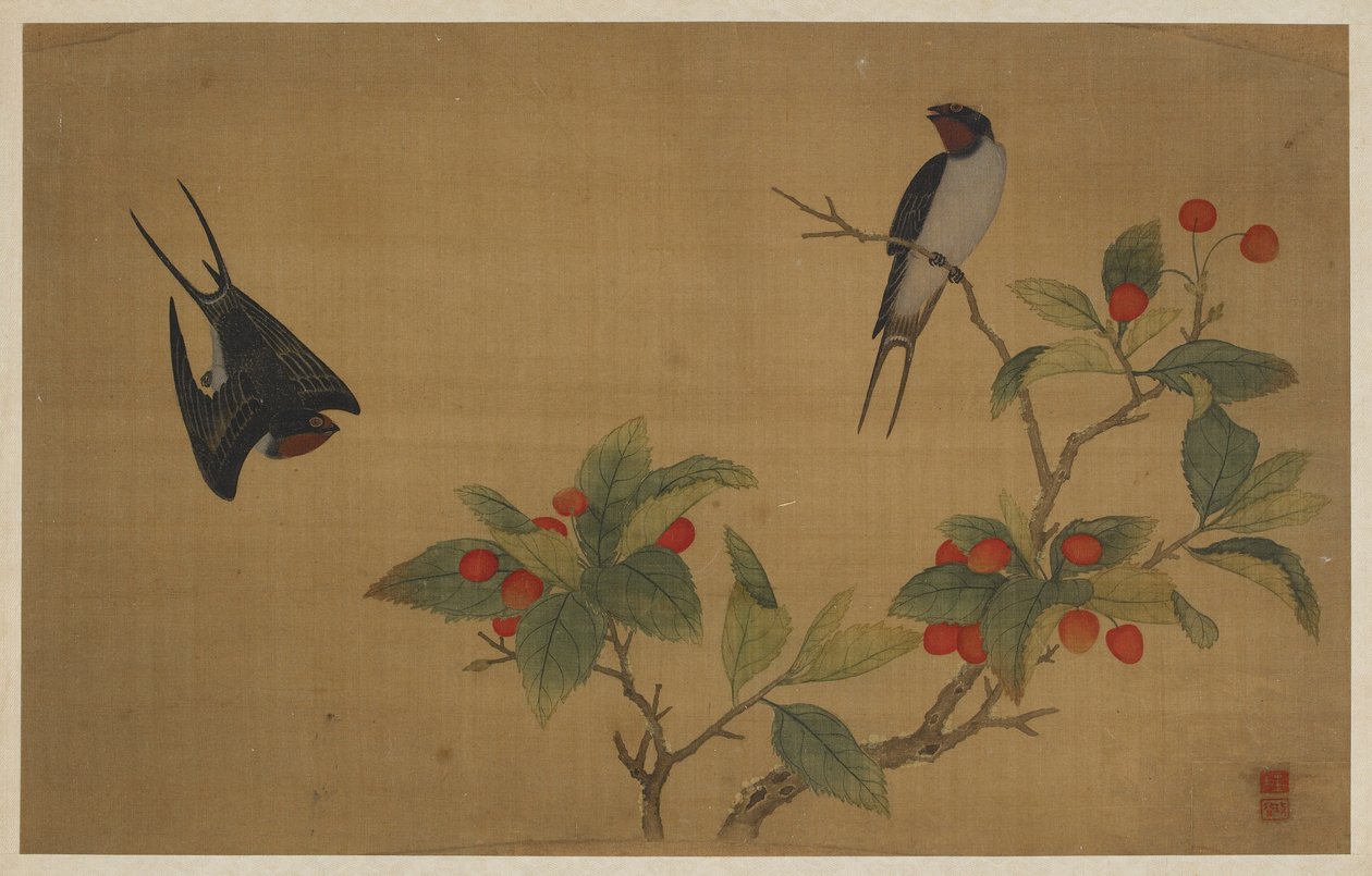 Pájaros y frutas de Wu Zhang