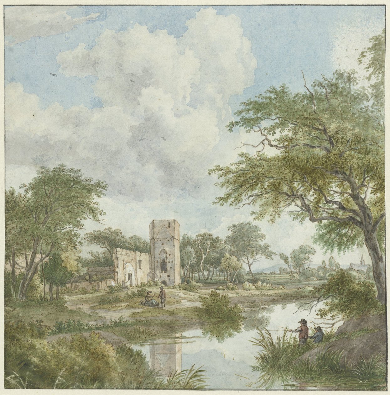 Paisaje con ruinas de un castillo de Wybrand Hendriks