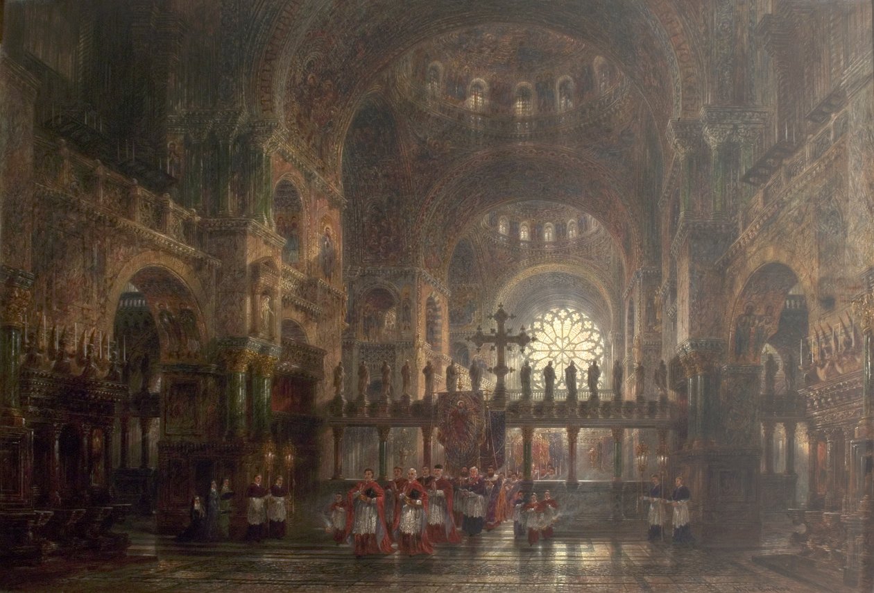 Interior de la Basílica de San Marcos, Venecia, Italia, 1877 de Wyke Bayliss