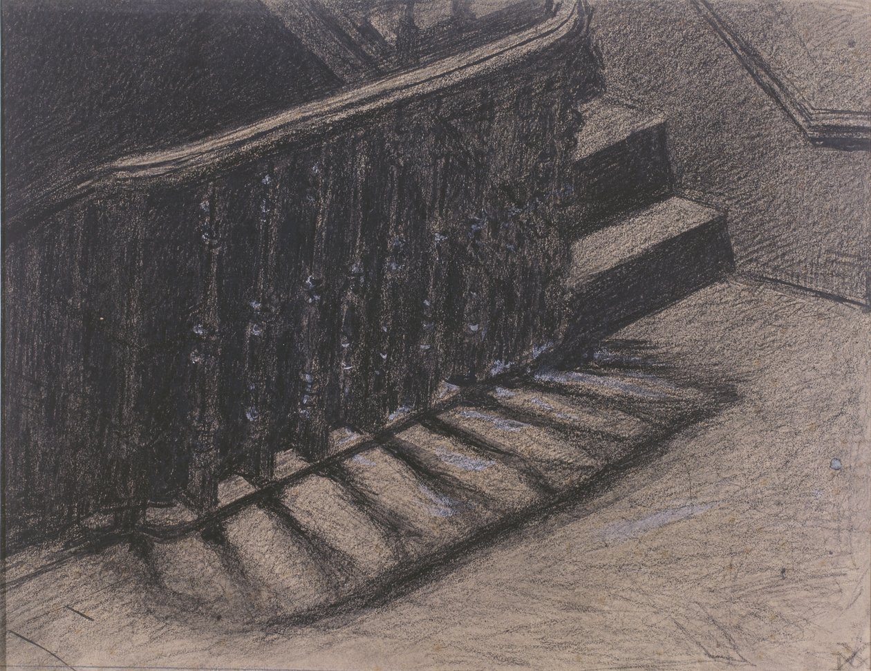 La escalera (carbón) de Xavier Mellery