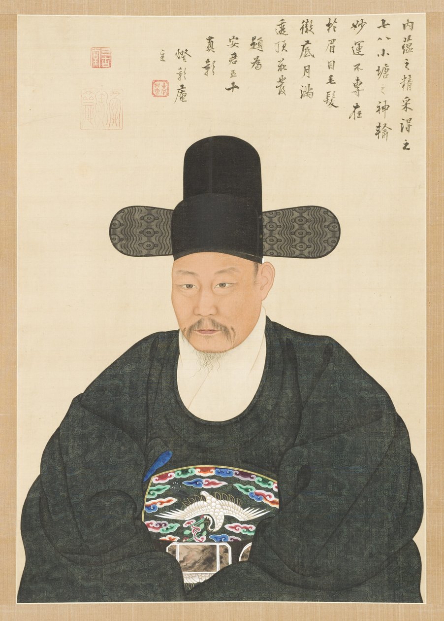 Retrato de un erudito oficial Ahn en sus cincuenta, siglo XIX de Yi Chae gwan
