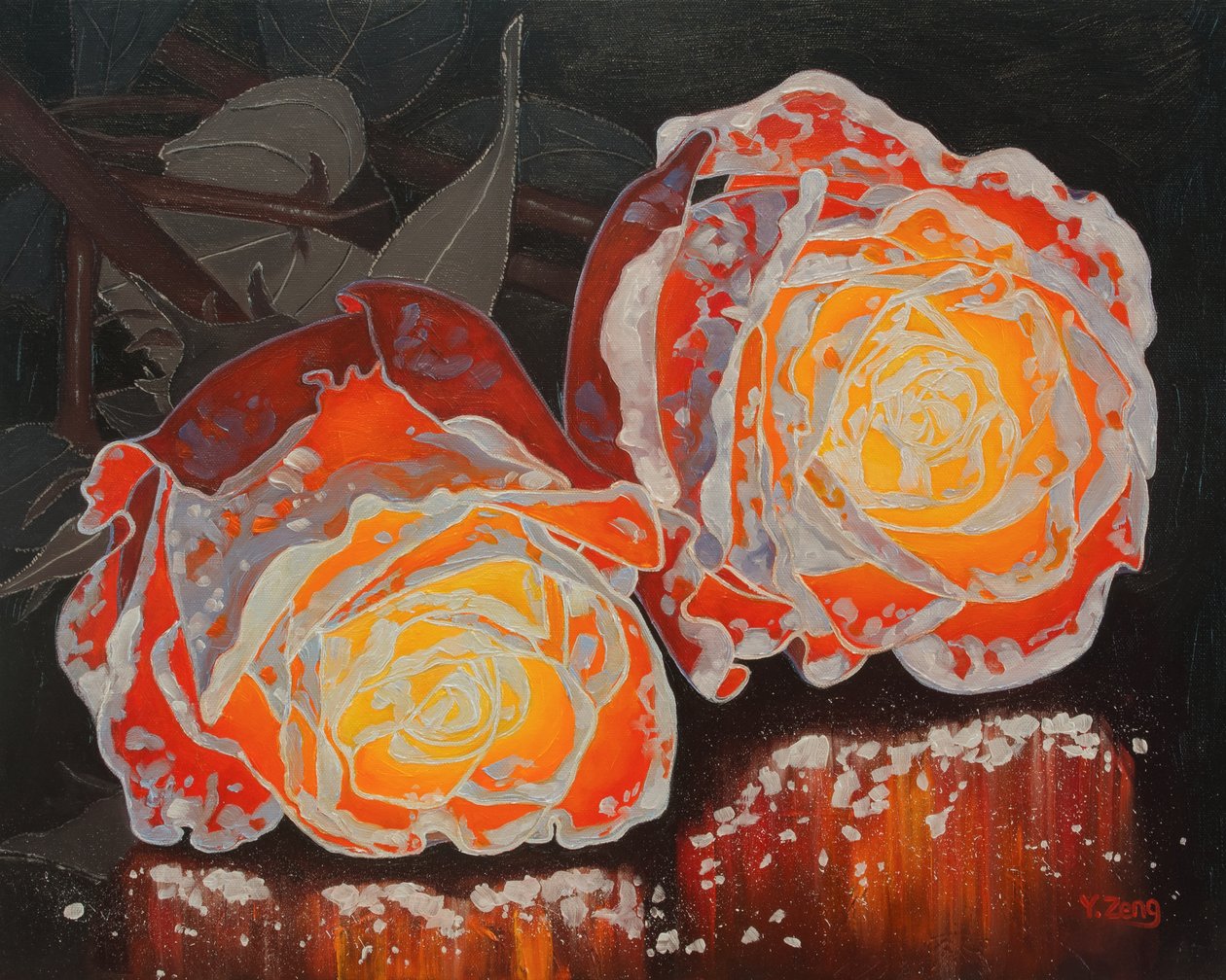 Rosas de fresno, 2023 (óleo sobre lienzo) de Yue Zeng