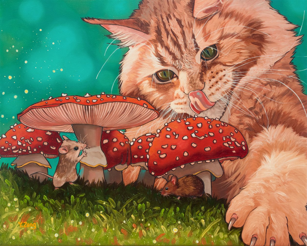 Refugio de setas, 2023 (óleo sobre lienzo) de Yue Zeng