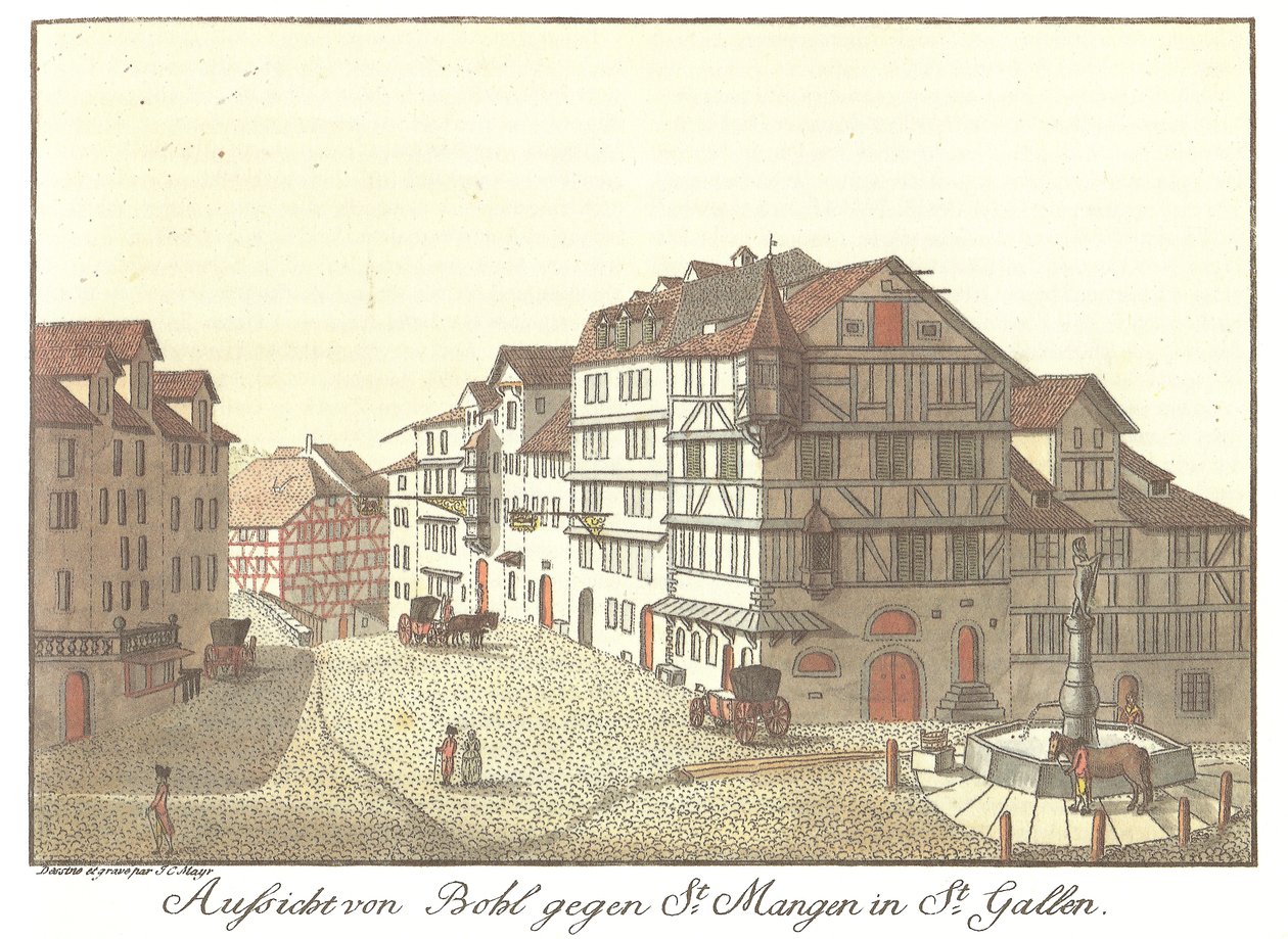 Vista de Bohl hacia St. Mangen en St. Gallen de Zeichner und Kupferstecher