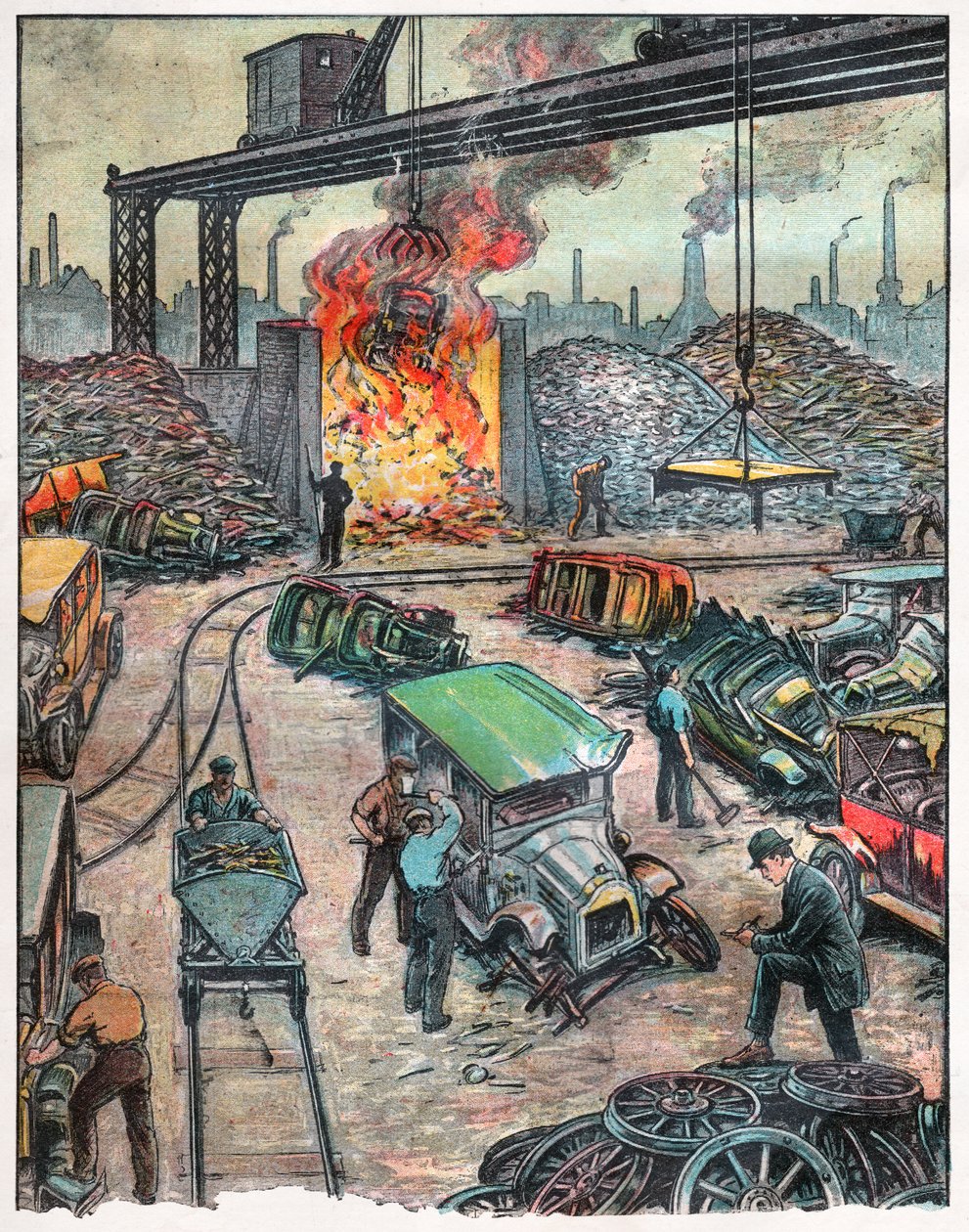 Descarga de un coche en EE.UU. 1924 (Ilustración) de . .