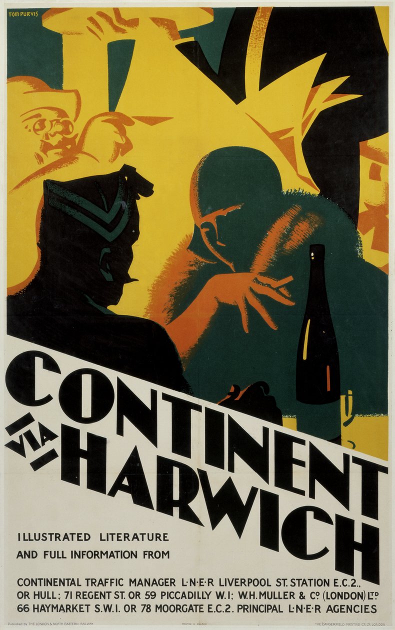 Continente vía Harwich, cartel de LNER de Ferdinand Georg Waldmuller