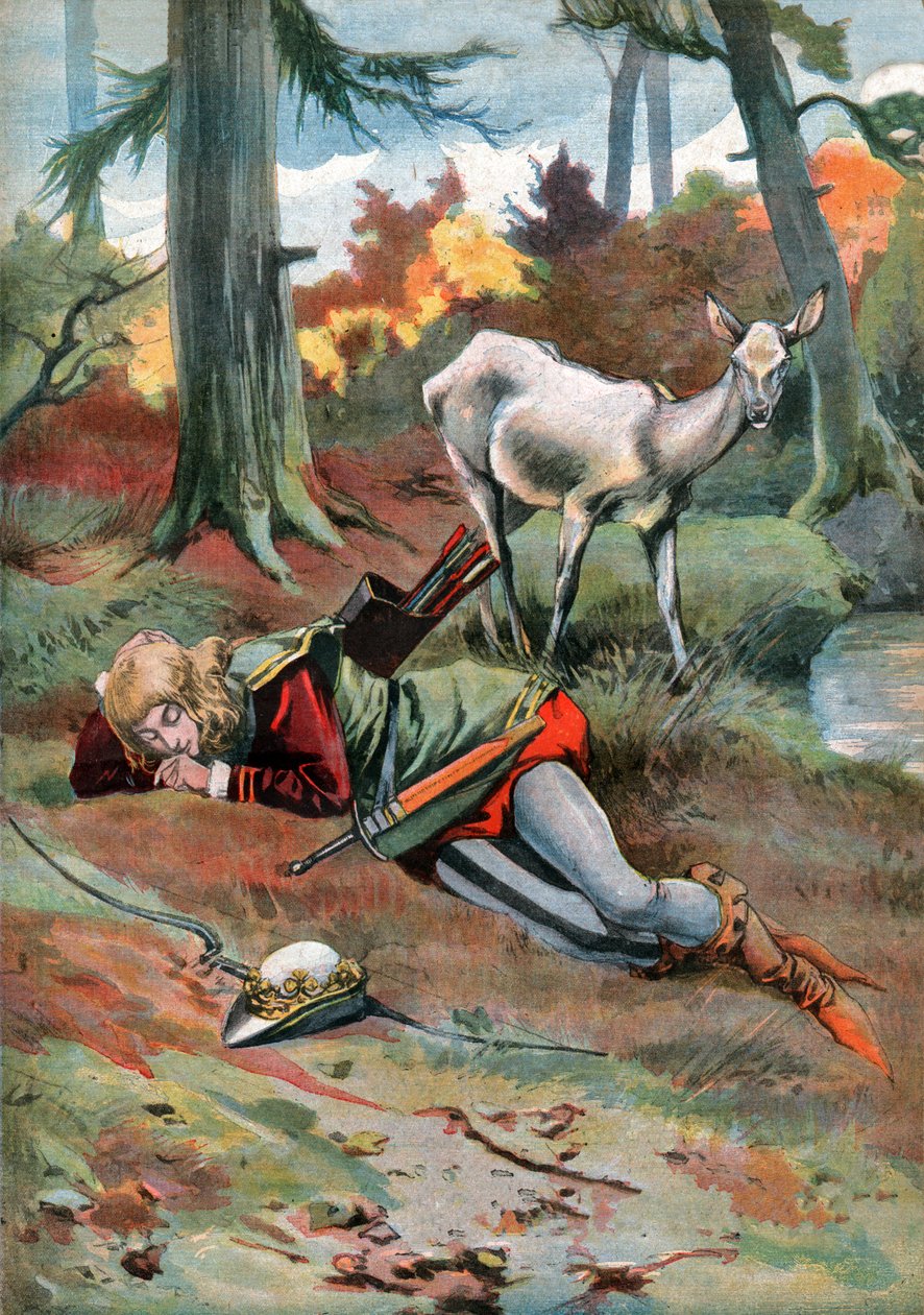 La cierva en el bosque. circa 1910 (grabado) de . .