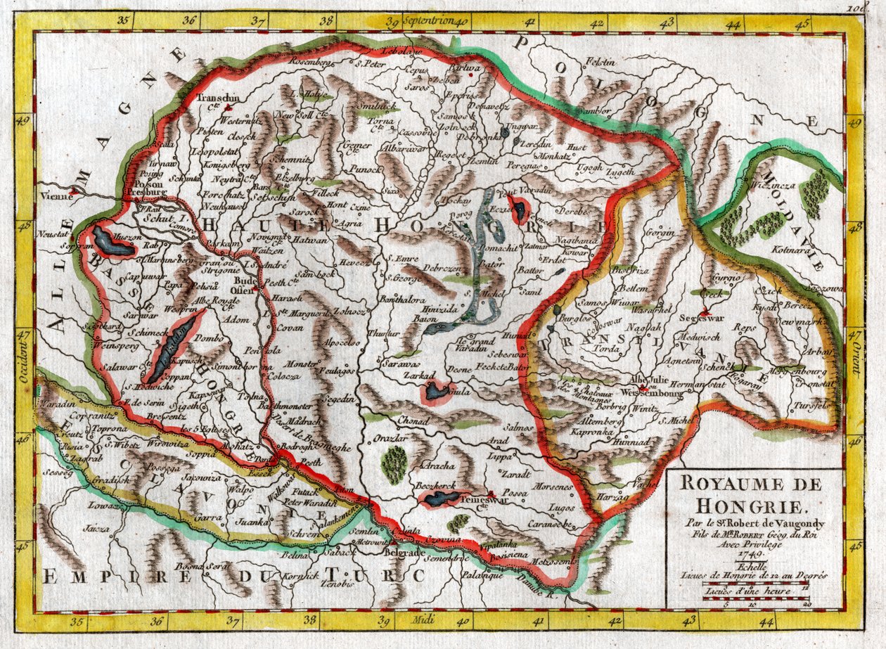 Mapa de Hungría 1749 de . .