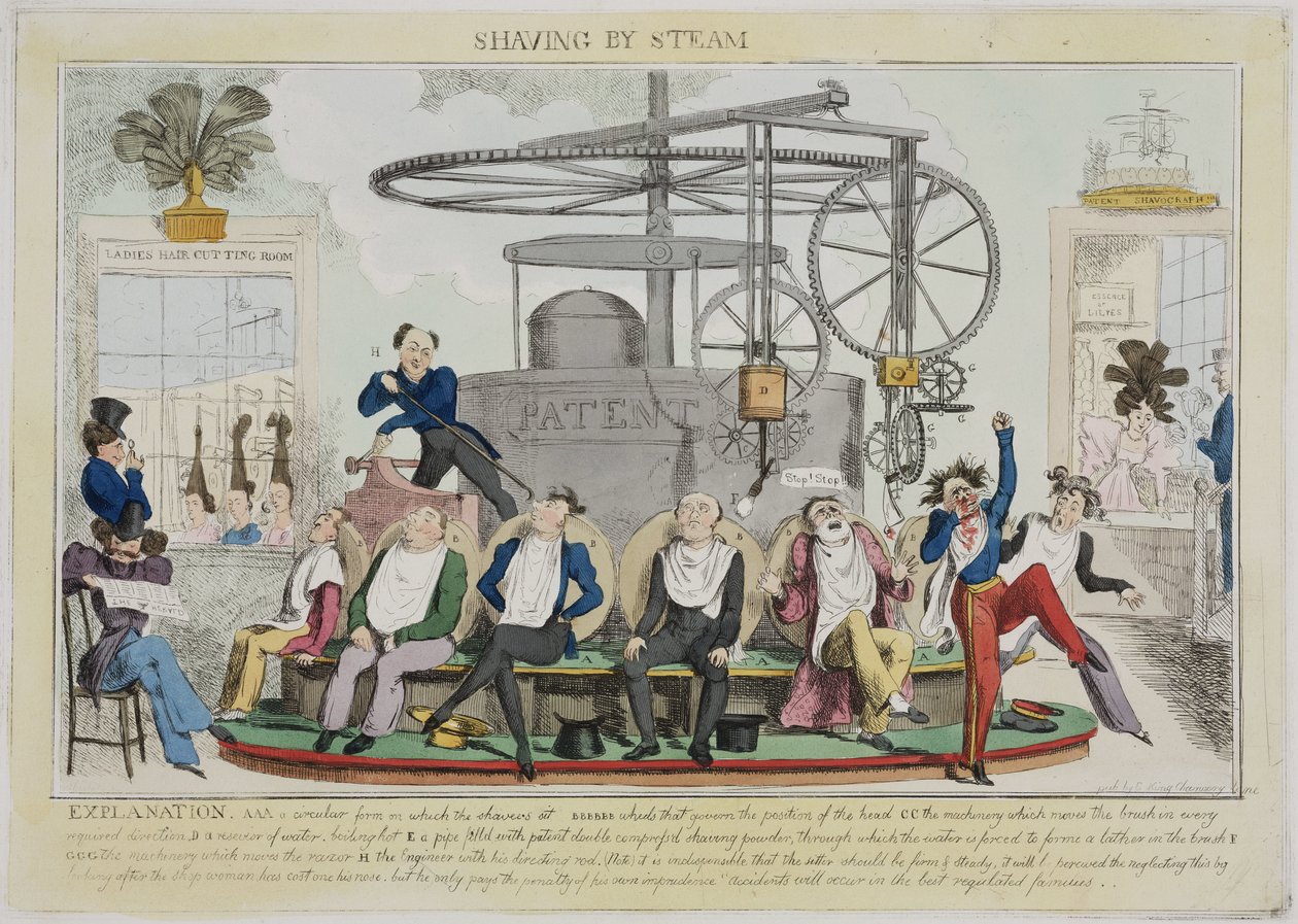 Afeitado por vapor, c. 1810 de Frederick (attr. to) Barnard