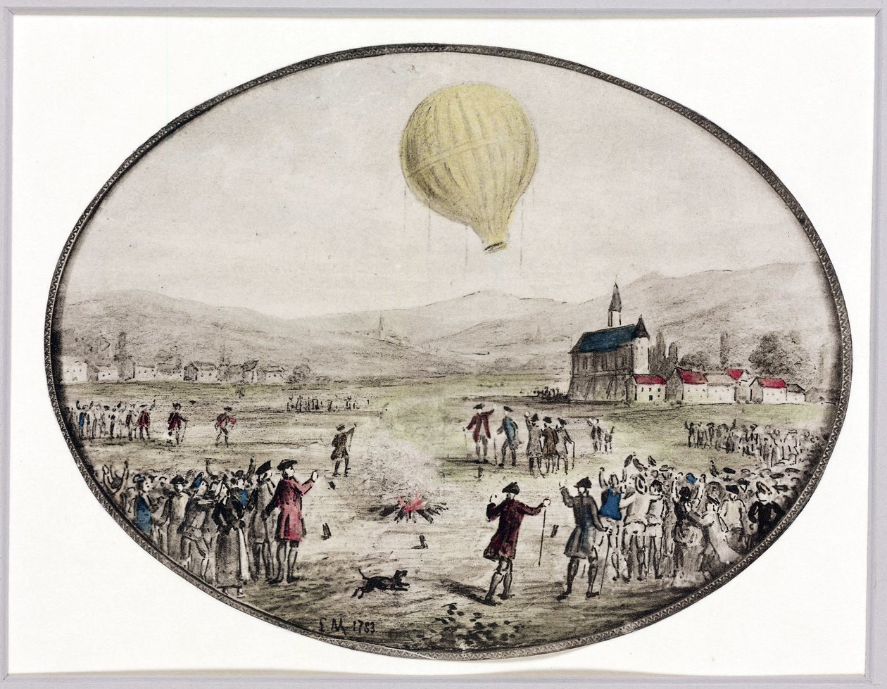 El primer ascenso público en globo, 5 de junio de 1783 de Frederick (attr. to) Barnard