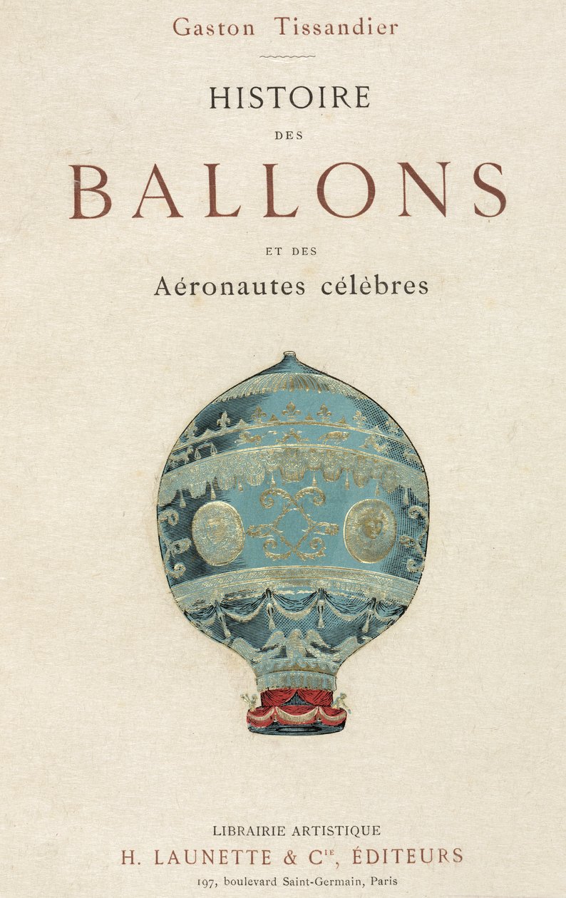 Página de título del libro de Tissandier sobre globos aerostáticos de Frederick (attr. to) Barnard