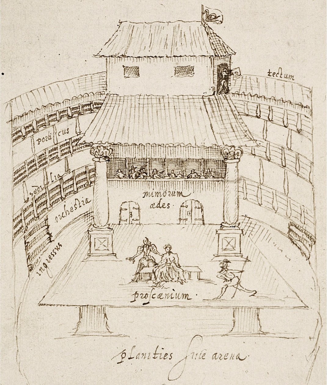 El teatro Swan en Londres de after Johannes de Witt Aernout van Buchel