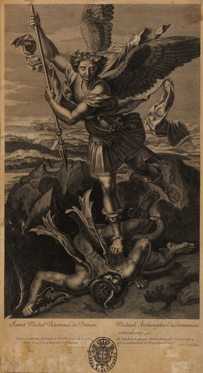 San Miguel derrotando a Satanás de after Raphael