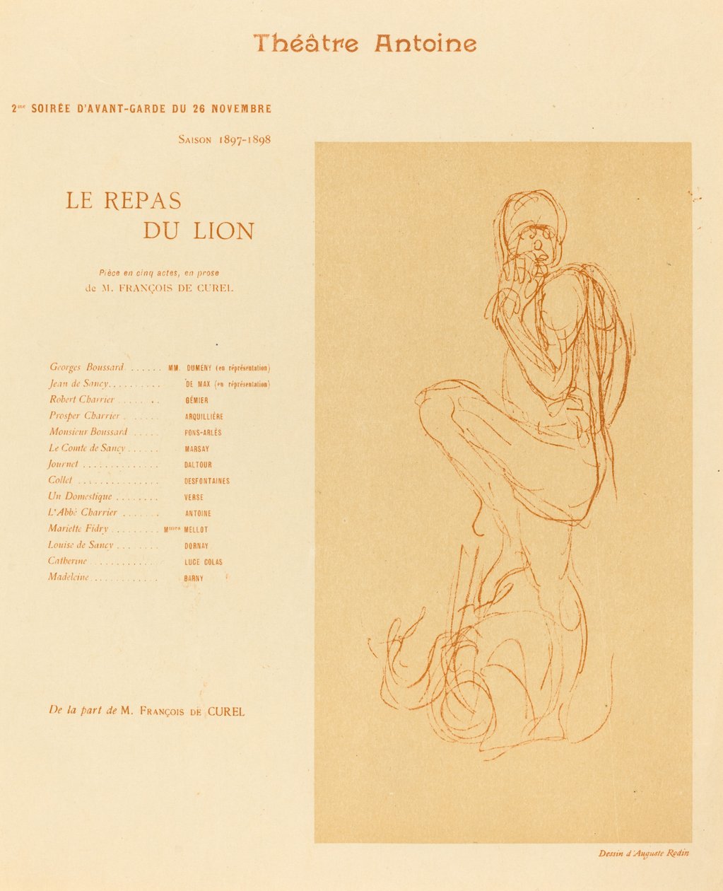 La comida del león de after Auguste Rodin