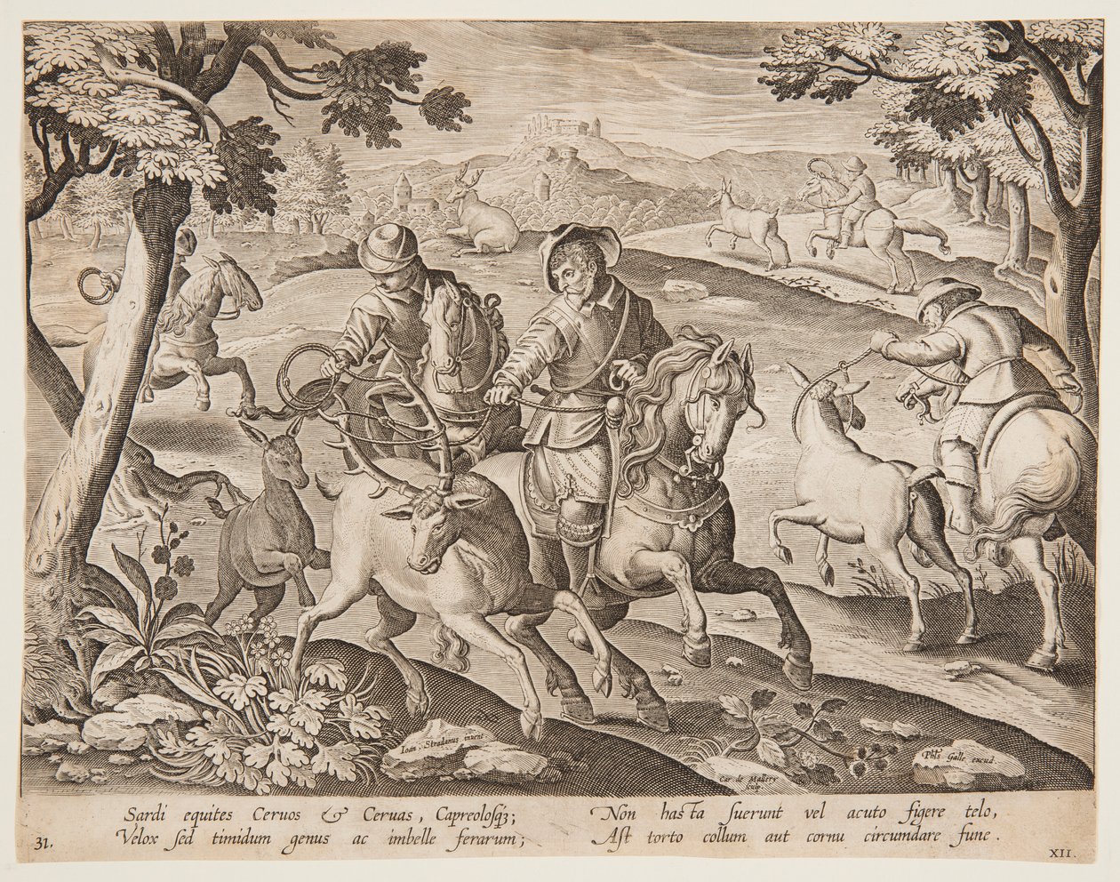 Cazando Ciervos de after Jan van der Straet, called Stradanus