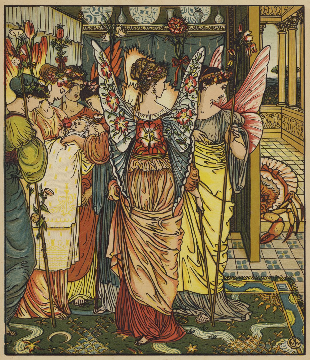 Aparición del cangrejo hada de after Walter Crane