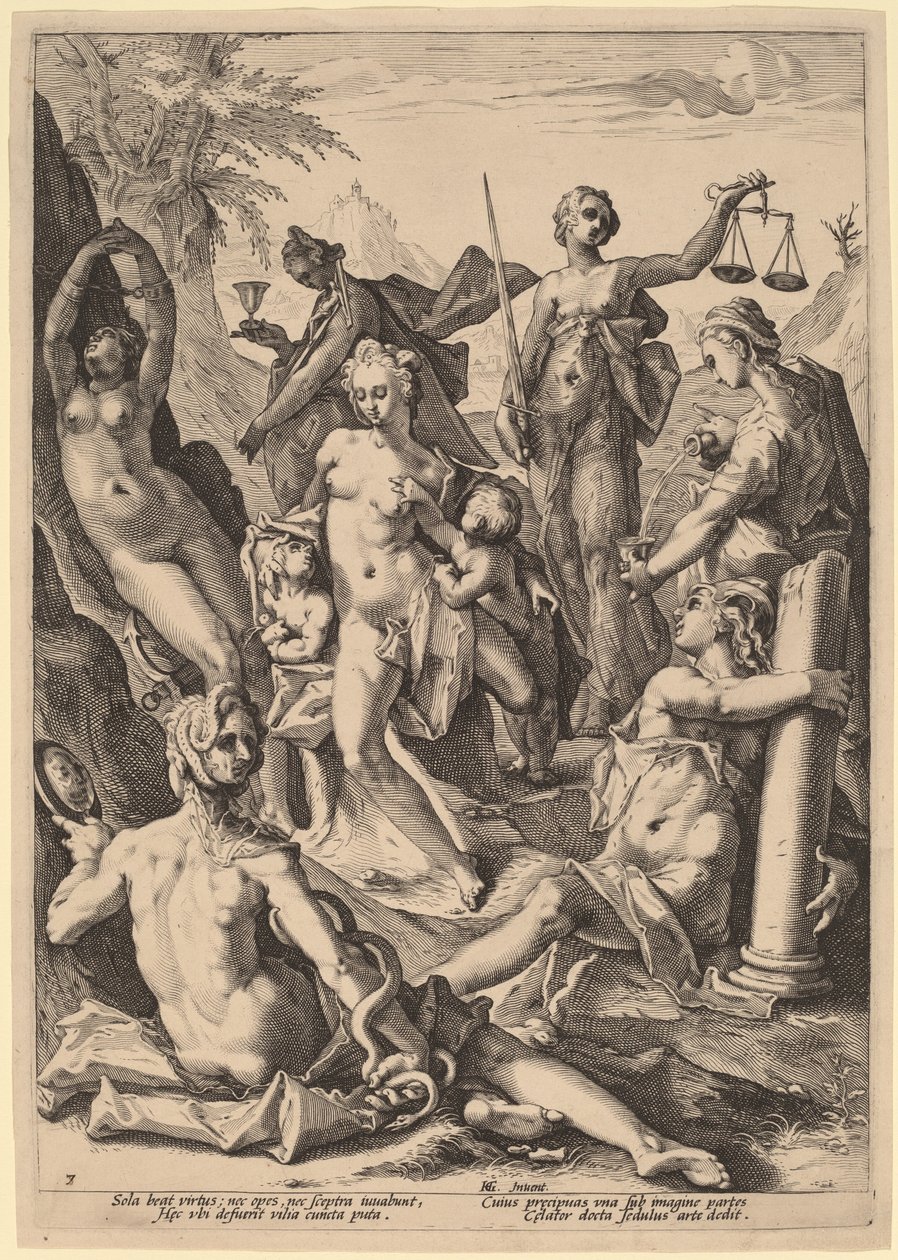 Las Siete Virtudes de attributed to Jacob Matham, after Hendrik Goltzius