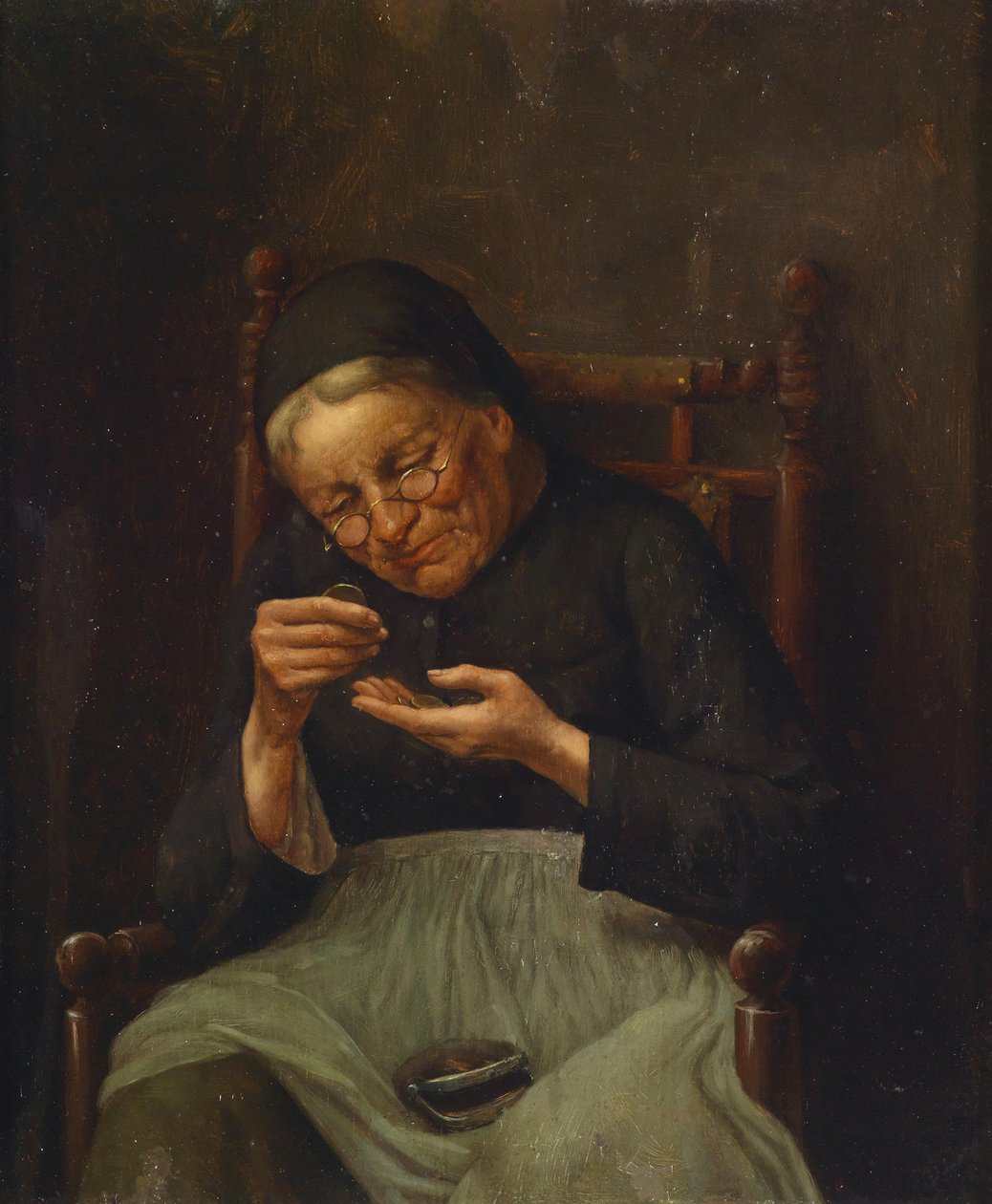 Anciana contando dinero de circle of Johann Georg Meyer