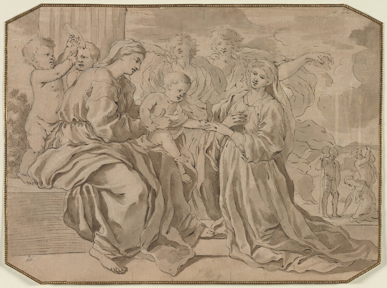 Matrimonio místico de Santa Catalina de copy after Nicolas Poussin