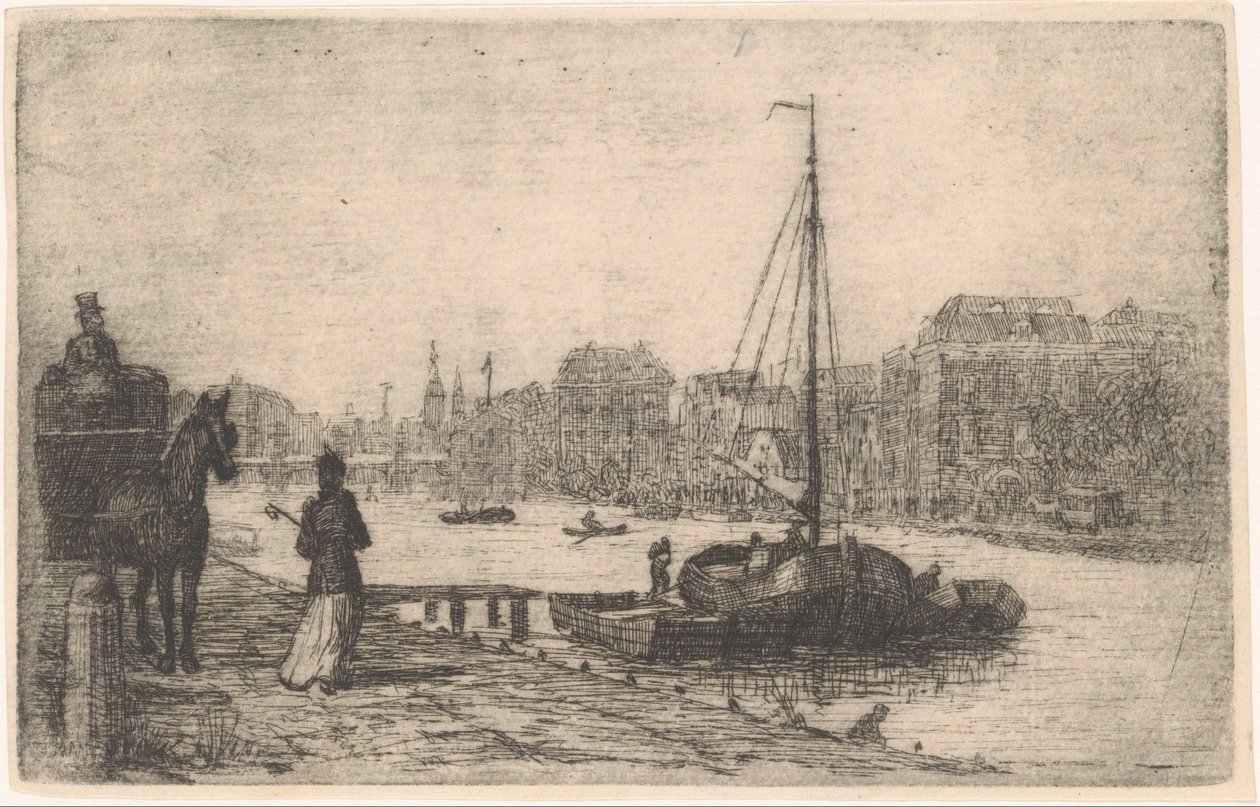 río en una ciudad de de Groot (prentmaker)