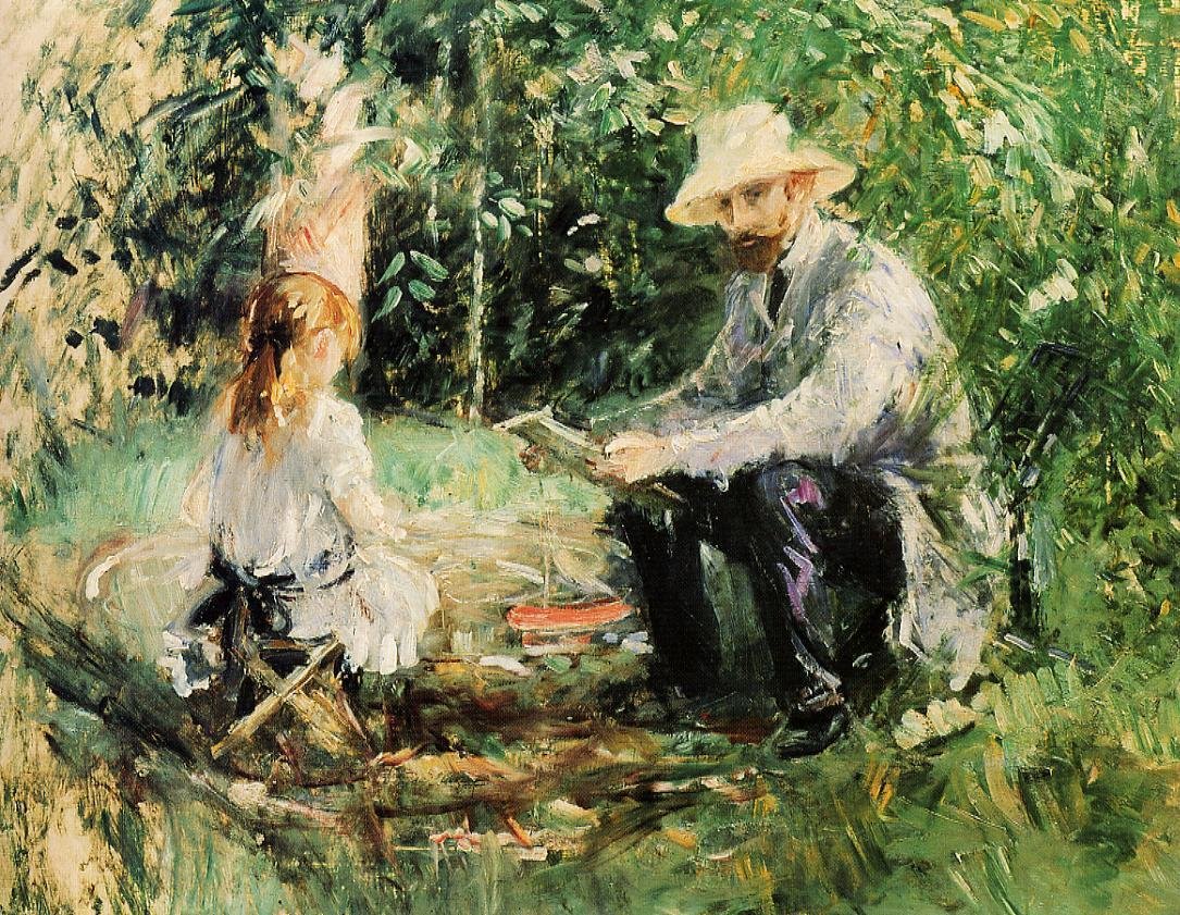 Eugène Manet y su hija en el jardín de Édouard Manet