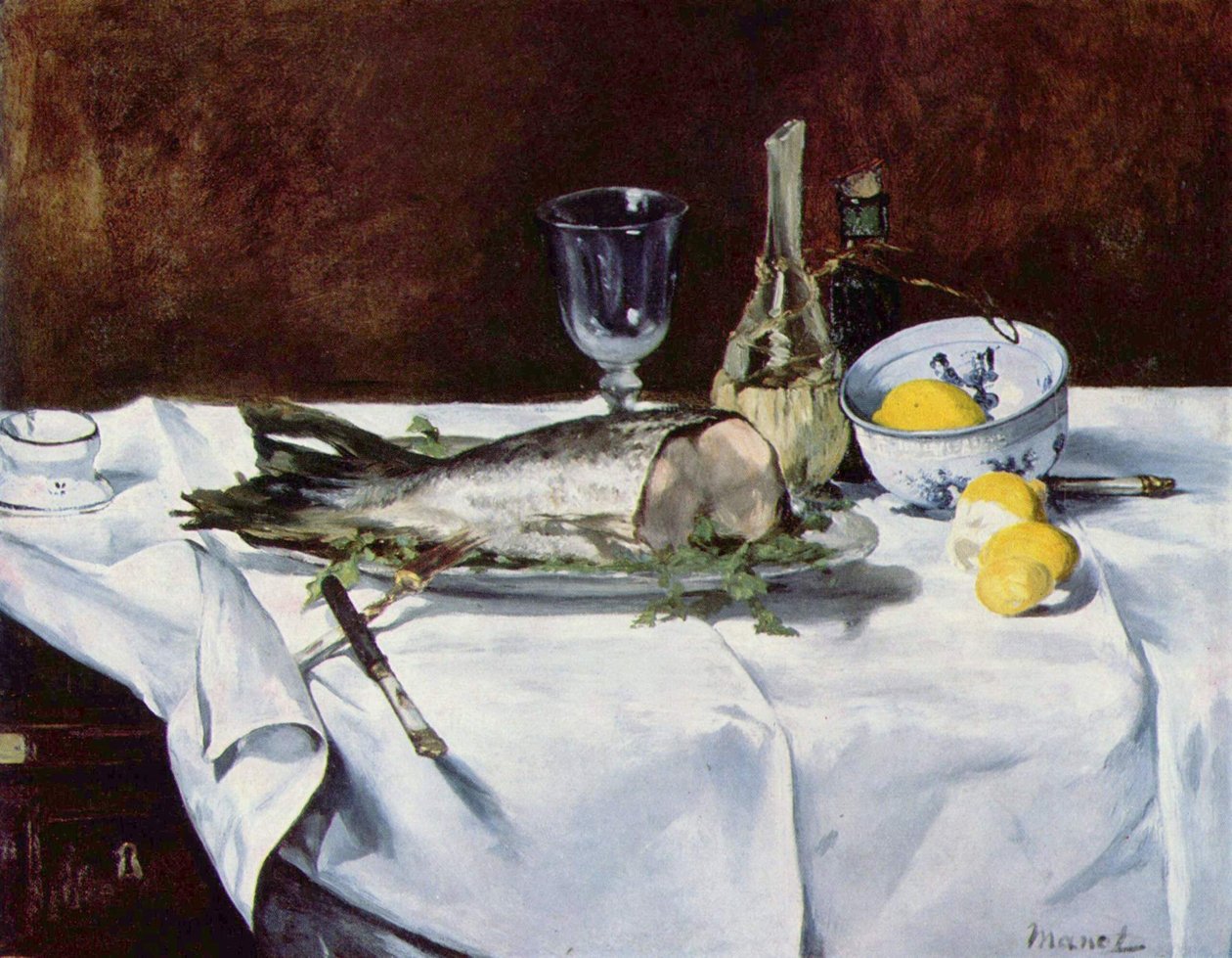 Naturaleza muerta con salmón de Édouard Manet