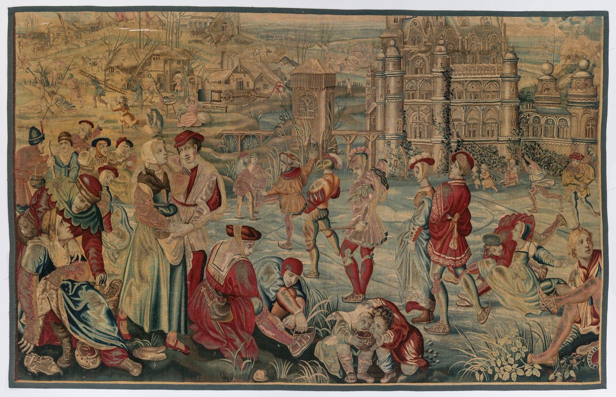 Invierno: Escena de Patinaje de possibly by Gobelins Manufactory