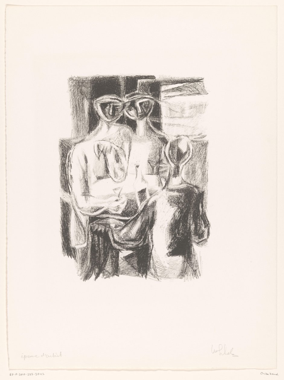Pareja en la mesa de unknown (signed by artist)