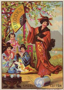 Dama japonesa bailando sobre carrete de algodón