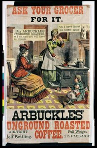 Póster publicitario de Café Tostado sin Moler de Arbuckles