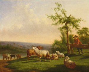 Paisaje Pastoral con un Rebaño