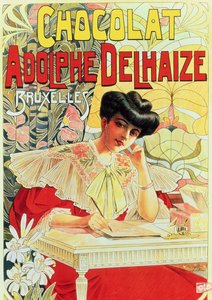 Póster publicitario de Chocolate Adolphe Delhaize, c.1900