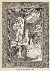 Odiseo amenazando a Circe