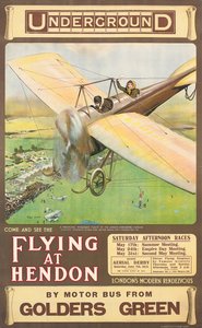 "Volando en Hendon", un cartel publicitario