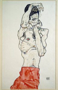 Desnudo masculino con sábana roja