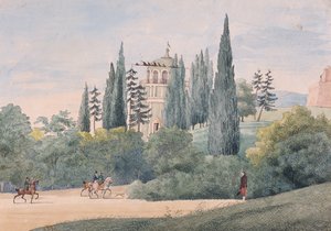 Jinetes en un paisaje italiano