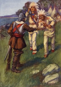 Miles Standish tratando con los indios