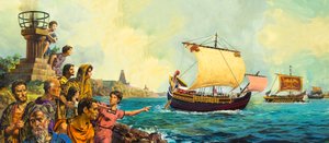 Soldados romanos dejan Gran Bretaña a bordo de un barco