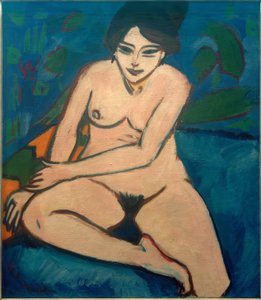 Desnudo sobre fondo azul