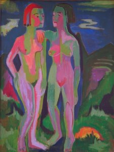 Dos desnudos femeninos en el paisaje