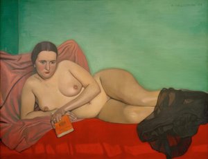 Mujer desnuda sosteniendo un libro