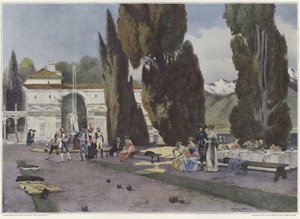 Soldados jugando a la petanca durante la campaña italiana