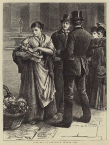 Bocetos en Londres, una vendedora de flores