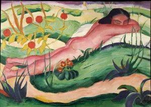 Desnudo acostado en las flores, 1910