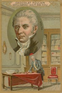 Alessandro Volta, tarjeta comercial de Chocolat Poulain