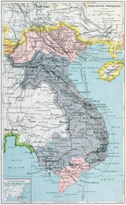 Mapa de libro de texto escolar francés de Indochina, 1905