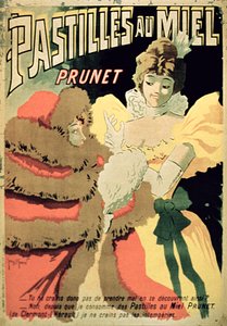 Póster publicitario de Pastillas de Miel por Prunet, París