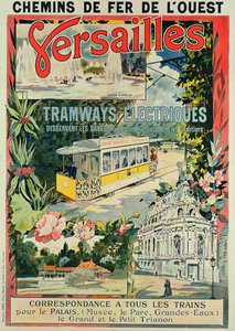 Póster publicitario del tranvía eléctrico en Versalles