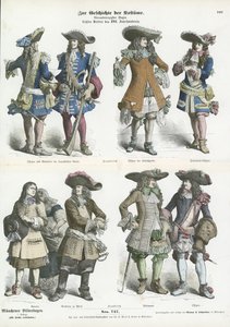 Trajes franceses, finales del siglo XVII